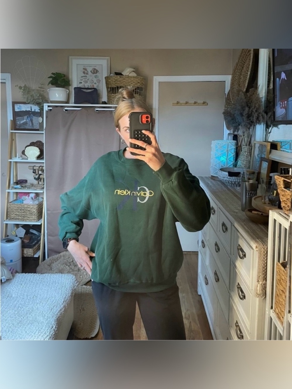 Vintage Calvin Klein army green crewneck sweatshirt size extra large